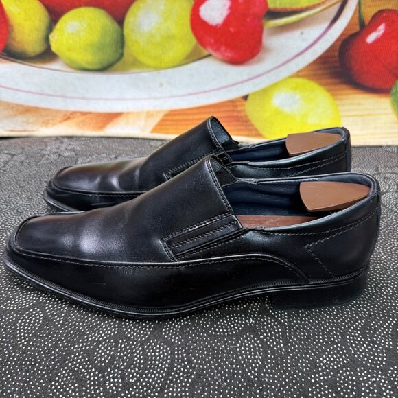 Joseph Abboud Mens Black Leather Loafers Size 9.5 - Picture 1 of 9